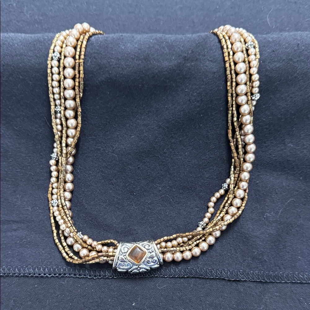Elegant Multi-Strand Gold and Silver Necklace